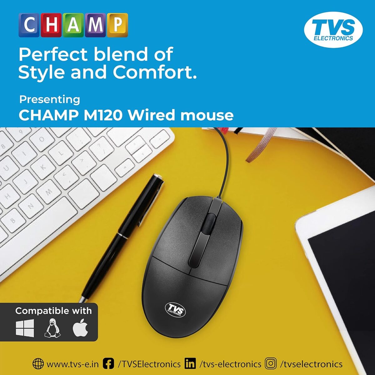 TVS Champ M120 Mouse 1.5 Million Durable Clicks, 1200 DPI Resolutions - Image 4