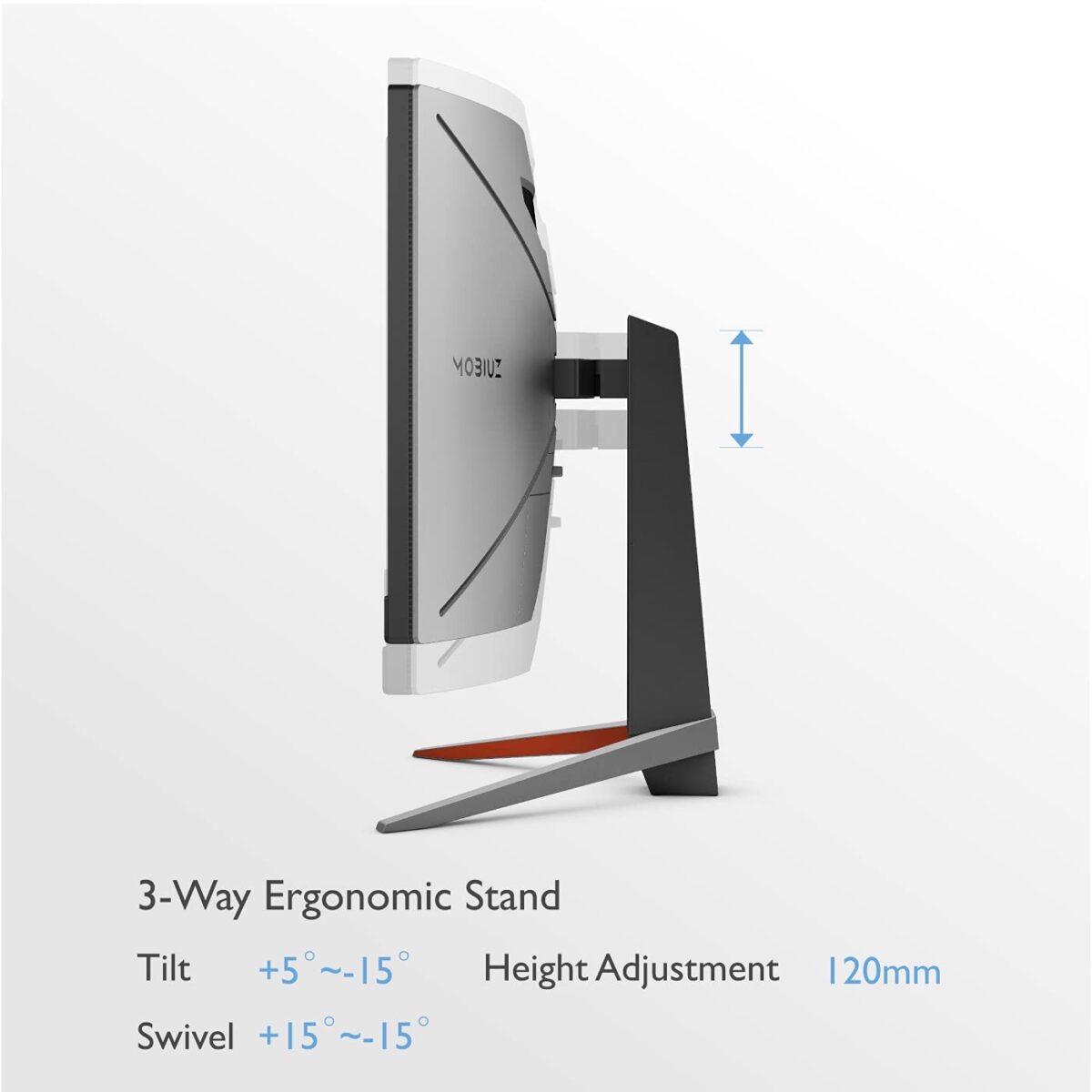 BenQ MOBIUZ EX2710R 27-Inch QHD 165Hz Curved IPS Gaming Monitor | 1ms, HDR400, FreeSync Premium Pro, 1000R, treVolo Speakers, HDMI, DP, USB Hub, Eye-Care, Remote (Metallic Grey) - Image 6