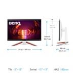 BenQ MOBIUZ EX3210U 32-Inch 4K UHD IPS Gaming Monitor | 144Hz, 1ms, HDMI 2.1, PS5 Compatible, HDR600, FreeSync Premium Pro, treVolo Speakers, Eye-Care, USB Hub, Remote (White) - Image 2