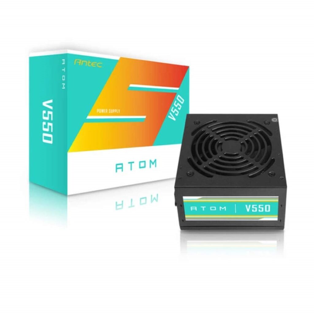 Antec Atom V550 550W Gaming Power Supply – High-Efficiency, Non-Modular PSU for Stable PC Performance