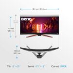 BenQ MOBIUZ EX3415R 34-Inch WQHD+ Ultrawide Curved Gaming Monitor | 144Hz, 1ms, HDRi, FreeSync Premium, IPS Panel, 2.1 Speakers, PIP/PBP, Eye-Care, Metallic Gray - Image 3