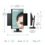 BenQ GW2485TC 24" IPS Full HD 75Hz Monitor with Height Adjust, USB-C 60W PD, Eye-Care Tech, Daisy Chain & Built-in Speakers – Ultra-Slim Bezel for Coding and Productivity (Black) - Image 3