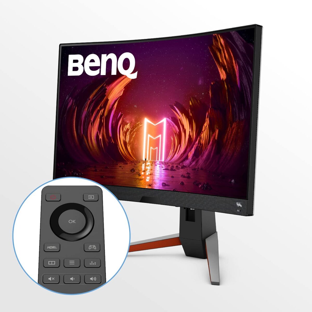 BenQ MOBIUZ EX2710R 27-Inch QHD 165Hz Curved IPS Gaming Monitor | 1ms, HDR400, FreeSync Premium Pro, 1000R, treVolo Speakers, HDMI, DP, USB Hub, Eye-Care, Remote (Metallic Grey) - Image 3