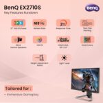 BenQ MOBIUZ EX2710S 27" 165Hz Full HD IPS Gaming Monitor with HDRi, FreeSync Premium, Height Adjustable Stand, Eye-Care Tech & Built-in Speakers – Bezel-Less Display (Dark Grey) - Image 6