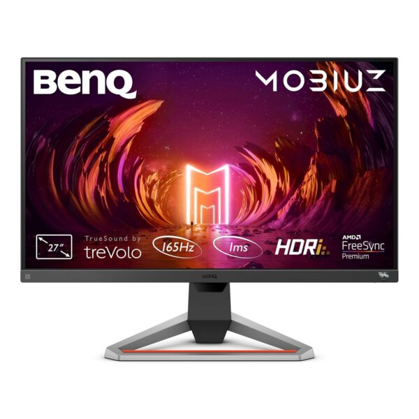 BenQ MOBIUZ EX2710S 27" 165Hz Full HD IPS Gaming Monitor with HDRi, FreeSync Premium, Height Adjustable Stand, Eye-Care Tech & Built-in Speakers – Bezel-Less Display (Dark Grey)