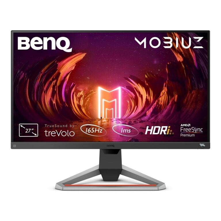 BenQ MOBIUZ EX2710S 27" 165Hz Full HD IPS Gaming Monitor with HDRi, FreeSync Premium, Height Adjustable Stand, Eye-Care Tech & Built-in Speakers – Bezel-Less Display (Dark Grey)